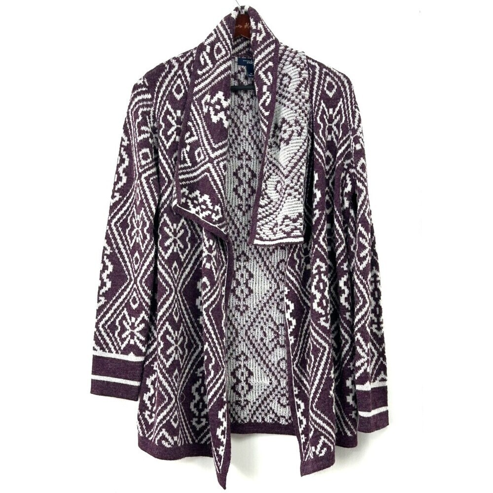 Great Northwest Indigo Open Cardigan Sweater Womens Sz M Aztec Southwestern Boho
